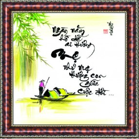 Tranh thư pháp vẽ tay TÌNH MẸ THƯƠNG CON